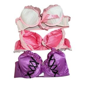 Vintage Elegant Lace Trim Bras in Pink and Purple